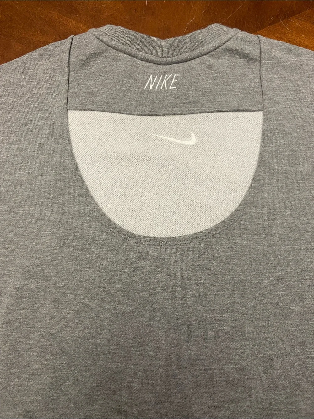 Nike Dri-Fit Backless Cutout Cropped Sweatshirt Embroidered Logo Heather Gray- S
